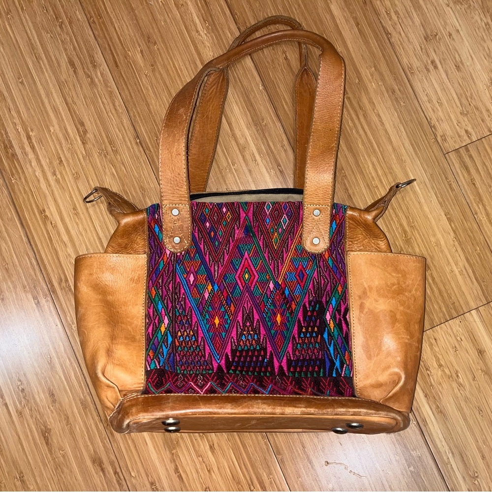 Humble Hilo leather and Multicolor Tote backpack Bag